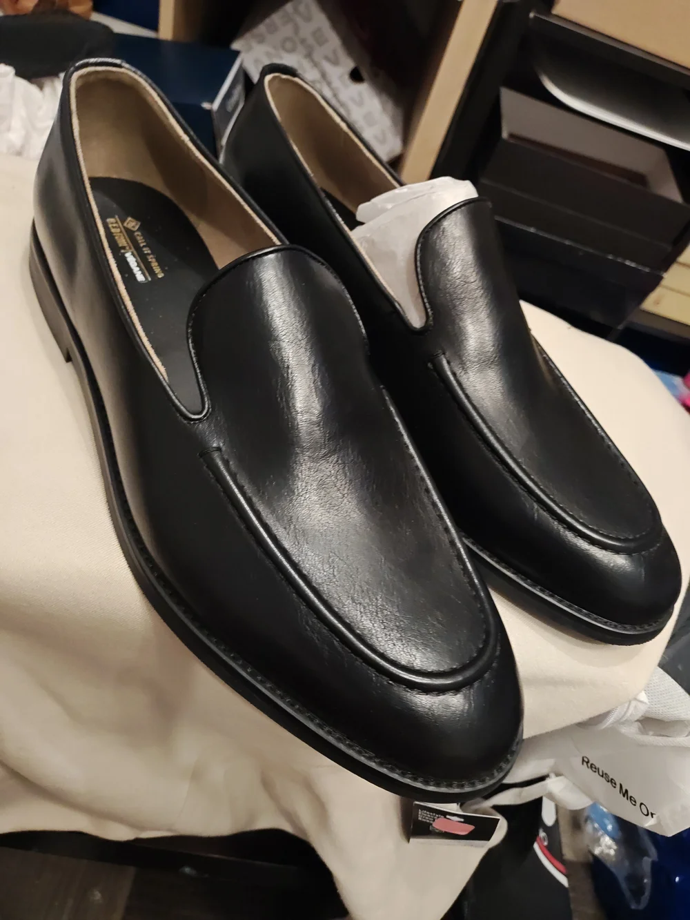 Call It Spring Black Leather Slip-On Men’s Loafers 13